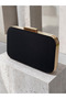 Black Z.A.R.A. Satin Gold Detail Crystal Stone Embroidered Chain Women's Evening Dress Bag Wedding Engagement Graduation - 6