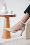 Women's Beige Heeled Shoes Fs12Ms01C - 5
