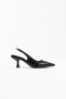 Women's Black Wrinkled Patent Leather Heeled Shoes Fs08Ms08C - 6