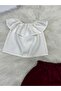 Girl's 2-Piece Set: Madonna Collar White Blouse & Solid Color Shorts - 5
