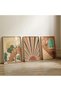 Mediterranean Sunset & Bohemian Architecture – Retro Summer Themed 3-Piece Painting Set Modern Living Room, Summer House and Cafe Decor Painting