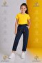 Girls' Plain Trousers 4.Mdl Elastic Waist Lycra Folded Leg Style