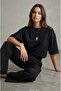 Oversize siyah basic tişört %100 pamuk - 3