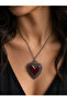Red Heart Stone Gothic Necklace with Crown Detail Women's Gift Accessory