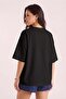 Women's Oversize Casual T-Shirt Basic Plain Unprinted Black - 2