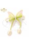 Giant Large Tulle Butterfly Figured White Tulip Dangle Rhinestone Bow Clip with Clasp