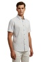 Short Sleeve Patterned Buttoned Summer White Shirt Slim Fit - 8