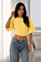 Asymmetrical Waist-Fitted 97% Cotton Bat Sleeve Blouse - 2