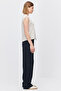 Women's Comfortable Cut Pants with Front Seam Detail - 5