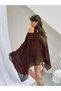 Women's Brown Scarf Detailed Transparent Blouse - 7