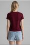 Women's Stone Embellished Stretchy Modal Fabric V-Neck Short Sleeve Burgundy Blouse - 2