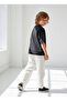 Boy's White Black Pinstripe Carrot Pants + Black Muslin Britli Shirt - 4