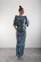 Women's Leopard Patterned, Shawl Sleeve, Stretchy Knitted Long Dress - 2