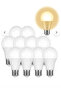 10 عبوات من مصابيح LED دائرية الحليبية E27 بقدرة 12 وات، ضوء أصفر دافئ - مصباح موفر للطاقة