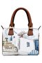 Women's Vegan Leather White Handbag - Paper Flower Design