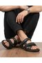 Men's Black Genuine Leather Orthopedic Soft Sole Sandals - 2