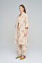 Women's Long Kimono with Large Floral Embroidery and Sequin Trim - 3