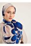 وشاح ناعم بنقشة زهور زرقاء - - 2