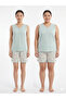 26527 100% Cotton Plus Size over the Knee Shorts Set Mother Shorts Set Buttoned Set