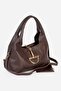 Nora Genuine Suede Shoulder Bag with Metal Buckle - 3