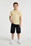 Yellow Back Patterned Short Sleeve Shirt and Jean Shorts Boys' 2-Piece Set 24027 - 2