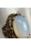 Bronze Vintage Women's Ring Authentic Jewelry Margazite Inlaid White Oval Stone Adjustable - 3