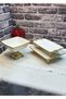 Zerafet Series 3-Piece Luxury Porcelain Presentation Set with Handcrafted Metal Legs and Handles