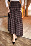 Brown Layered Patterned Chiffon Skirt - 4