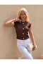 New Product Sleeveless Accessory Detailed Ruffle Fabric Women's Blouse - 3
