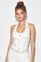 Women's White Halter Neck Fitted Blouse with Metal Accessories 1061 60286240