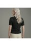 Women's Black Heart Buttoned Short Sleeve V-Neck Bohemian Pinterest Knitwear Slim Fit Cardigan Blouse - 4