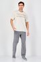 Men Crew Neck Short Sleeve Brand Logo T-Shirt, Beige - 4