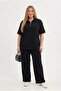 Women's Plus Size Short Sleeve Half Zip Polo Collar Tracksuit Set 8262-26