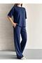 Navy Blue Full Stone Lycra Oyo Tracksuit Set - 3