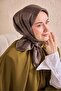 وشاح حرير تويل بنمط بسيط بني غامق 90x90