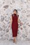 Burgundy Zero Sleeve Padded Lace Dress