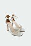Guide Stone Knot Detailed Women's Silver Heeled Shoes - 4