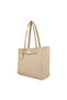 Beige Textured Buckle Detail Tote Bag - 2