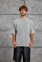 Men's T-Shirt Shoulder Detail Washed Gray Oversize Crew Neck Cotton