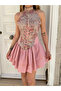 Pink Front Back Zipper and Lace Detailed Design Dress - 7935 - 2