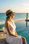 Women's Flat Top Straw Boater Hat - 3