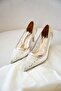 Miego Stone Detailed Women's Gold Heeled Shoes - 5