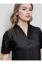 Black Satin Short Sleeve Blouse - 2