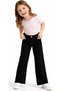 Girl's Wide-Leg Model Double Button Detailed Zipper Closure Antique Patterned Black Color Jeans - 4