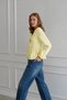 Women's Lemon Yellow Bohemian Style Tie-Front Baby Collar Long Sleeve Muslin Blouse - 2