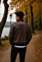 Men's Leather Bomber Jacket – Ribbed Premium Model with Zippered Double Pockets - 3