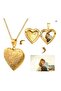 Gold Color Patterned Women's Memory Necklace 316L Stainless Steel Openable Gift - 2