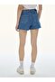 Selenis Buttoned Front Mid Indigo Jean Shorts Skirt - 3