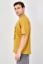 Men Crew Neck Short Sleeve Embroidered T-Shirt, Mustard - 2