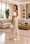 Irina 90`S Lycra Loose Women's Beige Super High Waist Loose Leg Denim Jeans - 4